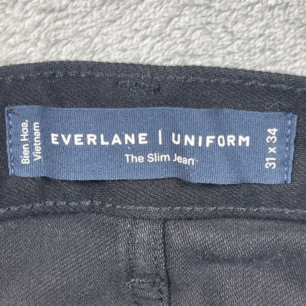 Everlane Uniform Jeans Mens 31x34 Black CottonStraight Stretch 4-Way Slim Fit - Picture 8 of 11